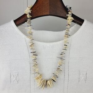 Vintage Handcrafted Spiky Shell Piece Necklace – Organic Boho Statement